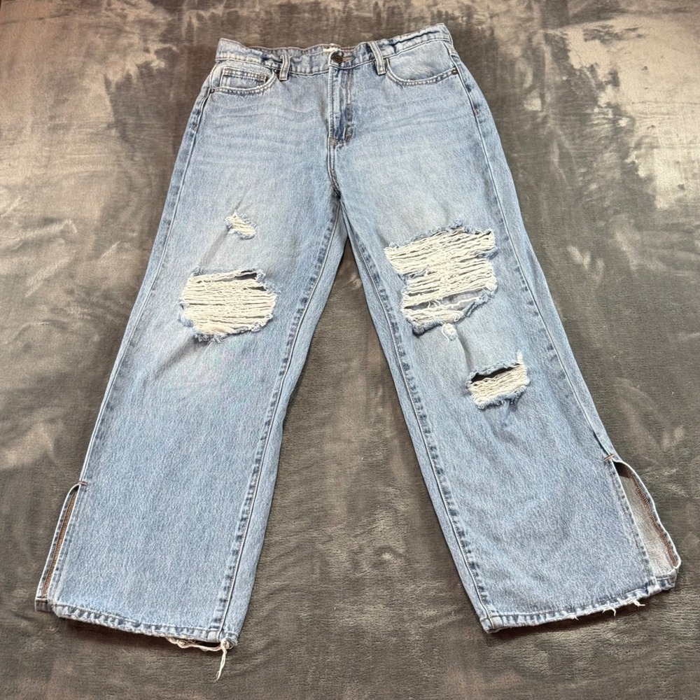 Altar'd State Women's Jeans Distressed Wide Leg Side‎ Slit Light Wash Size 29